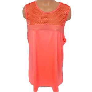 Material Girl  1X Orange Mesh Active Tank Top